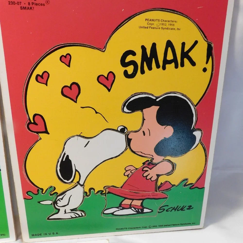 Vintage Playskool Wood Puzzles Shirt Tales - Lucy and Snoopy - Bogey